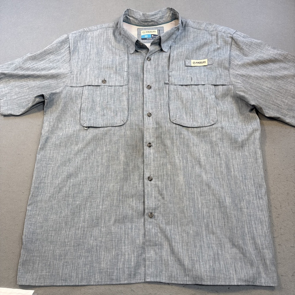 Magellan SHIRT Relaxed Fit Moisture Wicking Fish Gear L/S XL BLUE
